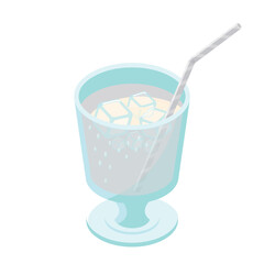 アイスミルク_アイソメトリックのイラスト