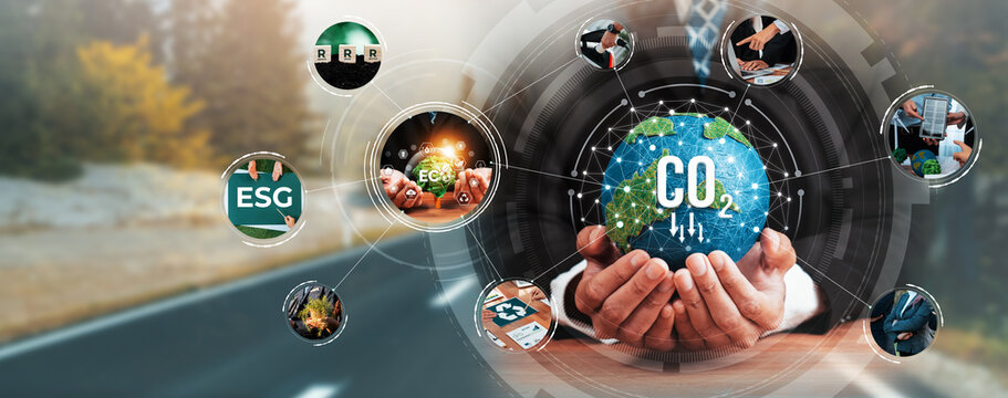 Green business ESG management tool to save world future concept model case idea to deal with bio carbon waste cycle data for better day of city life while building jobs, money, LCA tax and profit .