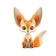 Adorable cartoon fox sitting calmly on a transparent background