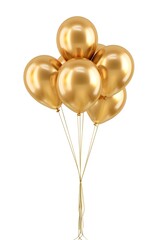 golden party balloons on a white background 