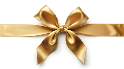 golden ribbon with a bow on a white background 