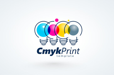 Logo СMYK Print theme. Lamp ink. Template design vector. White background.