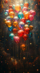 Imaginative artwork of a zoo transformed by fantasy, with balloons that infuse the scene with color and happiness.