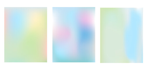 Fototapeta premium Spring blur backgrounds set . Holiday abstract banner template collection. Cards with decoration. Vector simple illustration