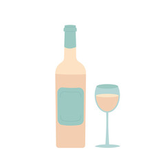 White wine bottle and glass isolated on white background. Alcohol drinks for celebration events.