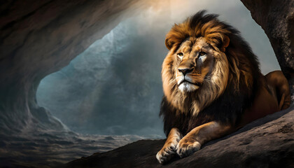Obraz premium Lion and cave