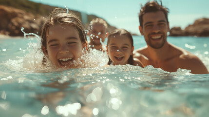 A happy family enjoys summer fun in Southern Italy.