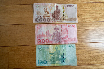 foreign currency Thai baht  on business trip and travel