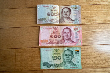 foreign currency Thai baht  on business trip and travel