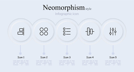 Options icon set. Settings, sliders, debugging, personalization, selection. Neomorphism style. Vector line icon for business and advertising