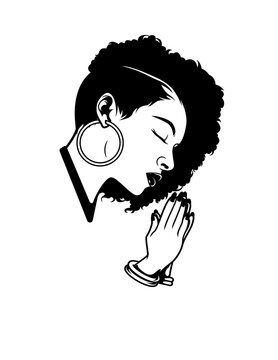 recommend clip art: Praying Afro Woman with Big Bangle Earrings Illustration, Black Girl Pray Clipart, Say A Little Prayer Stencil, Under Cut Afro Woman Hair Cut File