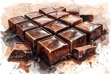 Oil painting of Chocolate bar,  Food art, For wall art, digital art, home decor , background and...
