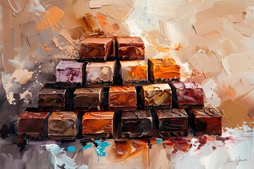 Oil painting of Chocolate bar,  Food art, For wall art, digital art, home decor , background and...