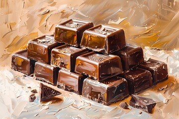 Oil painting of Chocolate bar,  Food art, For wall art, digital art, home decor , background and wallpaper