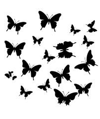 set of butterflies silhouettes