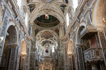 interior of the baroque Jesus church at Palermo - 761195424