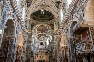 interior of the baroque Jesus church at Palermo - 761195443