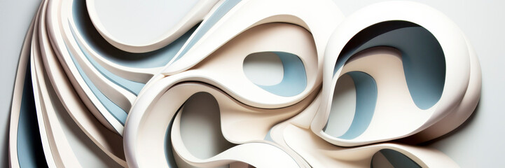 Abstract blue white 3d waves banner, graphic design , contemporary art