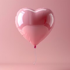 An elegant and minimalistic greeting card concept featuring a heart-shaped balloon in a serene shade of pink