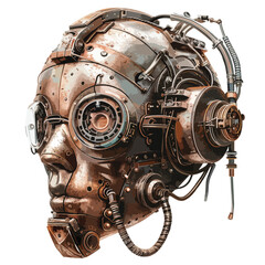 Antique cyberpunk clipart isolated on white background