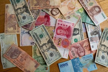 foreign currency money on business and travel