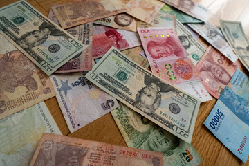 Fototapeta na wymiar foreign currency money on business and travel