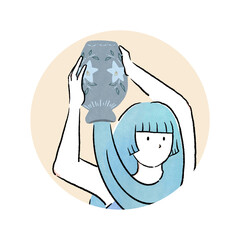 十二星座の水瓶座の女の子（丸枠）