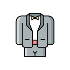 Color line Groom Suit vector icon