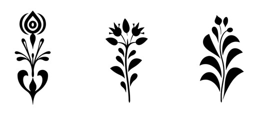 set of silhouettes of plants