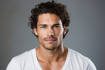 Fototapeta premium Portrait of a handsome latin man with dark hair
