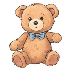 Fototapeta premium Teddy bear with bow tie. Vector illustration on white background.