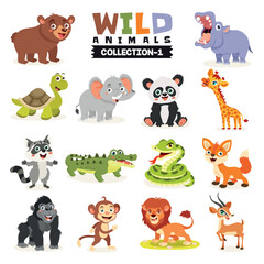 Fototapeta premium Set Of Various Wild Animals