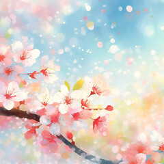 Obraz na płótnie Canvas a view of cherry blossoms in the spring breeze 봄바람에 벚꽃이 흩날리는 풍경