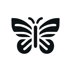 Minimalist Butterfly Vector Icon - Simple Black and White Insect Illustration for Design