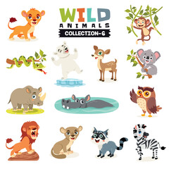 Obraz premium Set Of Various Wild Animals