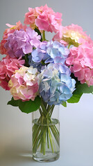 Burst of Color: An Artisanal Bouquet of Vibrant Hydrangeas Displayed in Delicate Tissue Paper