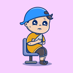 Cute a patient with a fracture. Medical, Physician, Hospital, Checkup, Healthy, Treatment, Personnel, Flat cartoon style