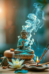 aroma sticks in the Buda spa salon. Selective focus.