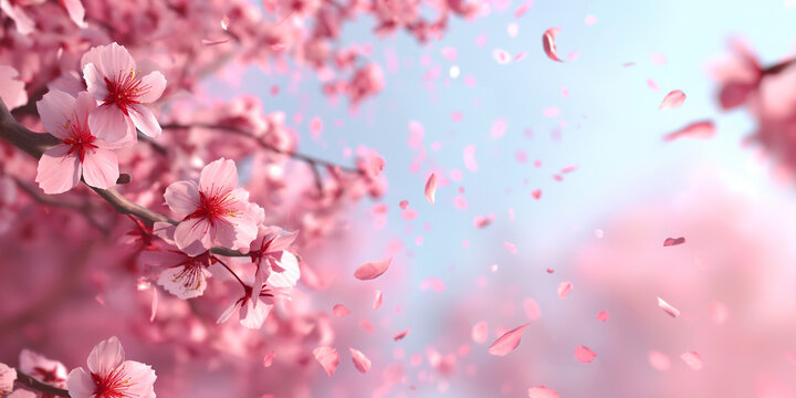 Sakura pink flowers