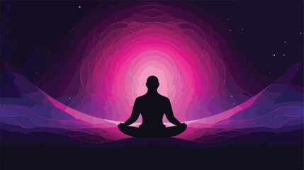 Man meditate abstract dark purple pink black radius