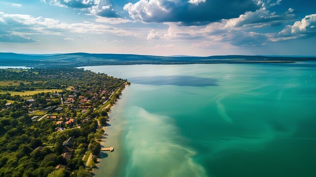 picture of Lake Balaton created by artificial intelligence, beautiful colors and beautiful lights