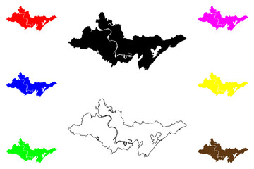 Jingzhou city (People's Republic of China, PRC) map vector illustration, scribble sketch Kingchow Prefecture-level city map