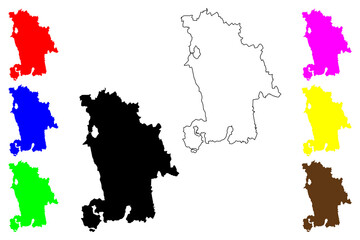 Kunshan city (People's Republic of China, PRC) map vector illustration, scribble sketch Kunshan County-level and Sub-prefectural city map