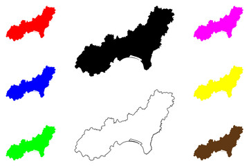 Jixi city (People's Republic of China, PRC) map vector illustration, scribble sketch Kisih, Kihsi Prefecture-level city map