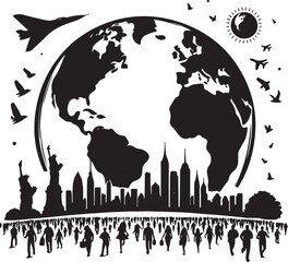 World Earth Day silhouette vector