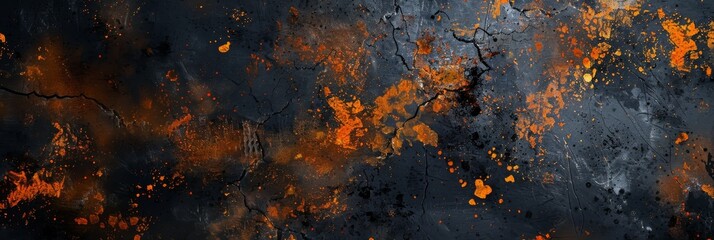 Grunge Background Texture in the Colors Black and Orange created with Generative AI Technology - obrazy, fototapety, plakaty