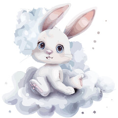 Bunny in Clouds Clipart isolated on white background