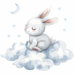 Obraz na płótnie Canvas Bunny in Clouds Clipart isolated on white background