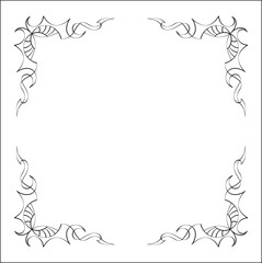 Elegant black and white ornamental frame, decorative border, corners for greeting cards, banners, business cards, invitations, menus. Isolated vector illustration.	