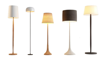 Set of modern cozy floor lamp on transparent background.